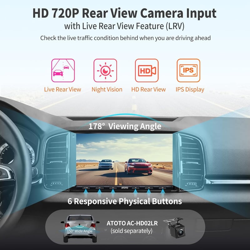 ATOTO A6PF 7" Android Autórádió - Vezeték Nélküli CarPlay, Android Auto, DAB, Tükrözés, Dupla Bluetooth, WiFi, 2GB+32GB