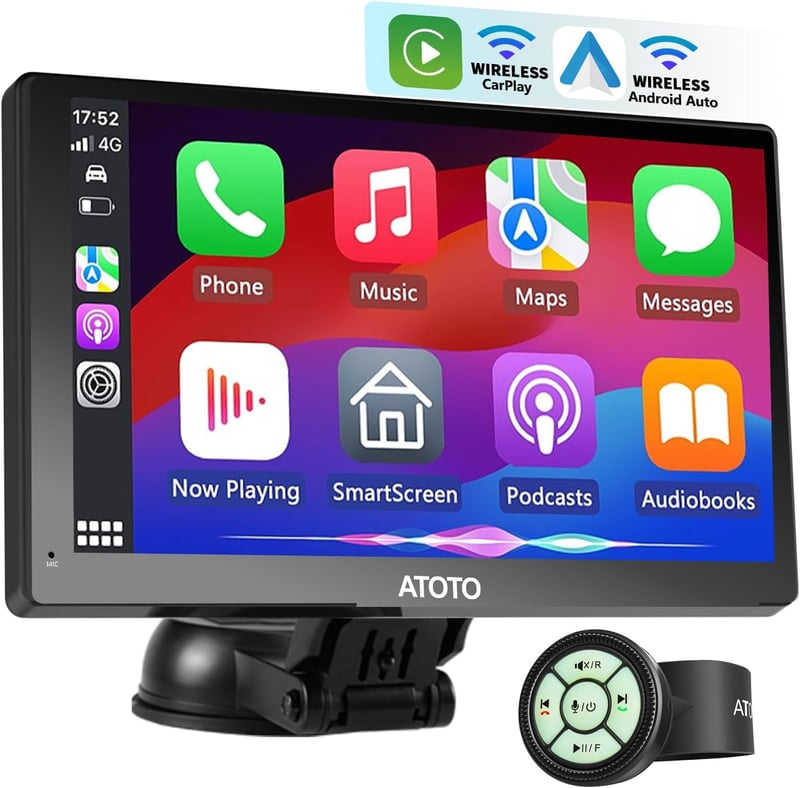 ATOTO P807SD-RM Vezeték Nélküli Carplay & Android Autórádió, 7 Colos QLED Tükröződésmentes Érintőkijelző, GPS Navigáció, Távirányító