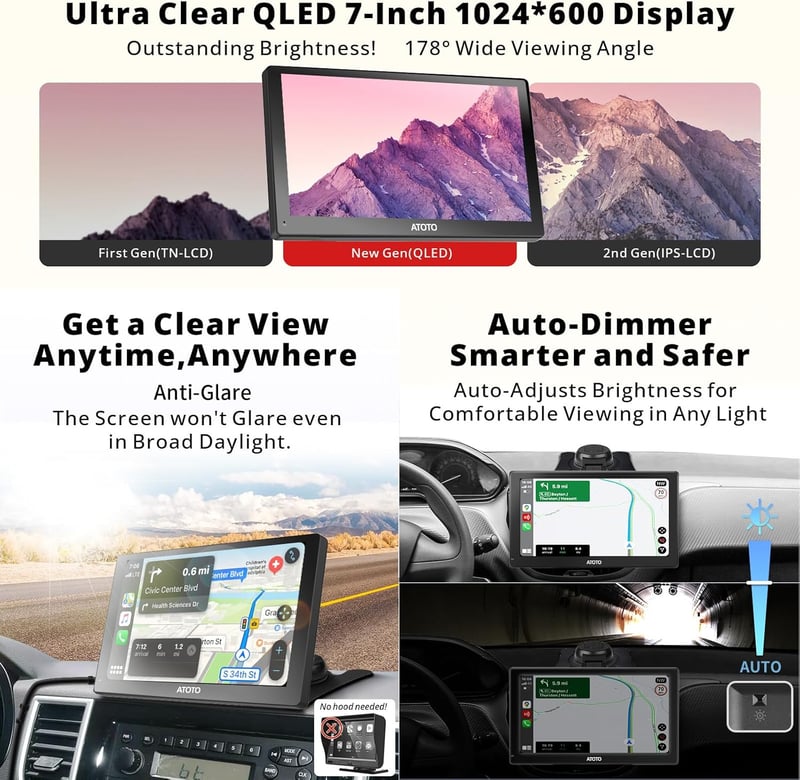 ATOTO P9 7" QLED Autós Multimédia Navigáció, Wireless CarPlay, Android Auto, GPS, 4G LTE
