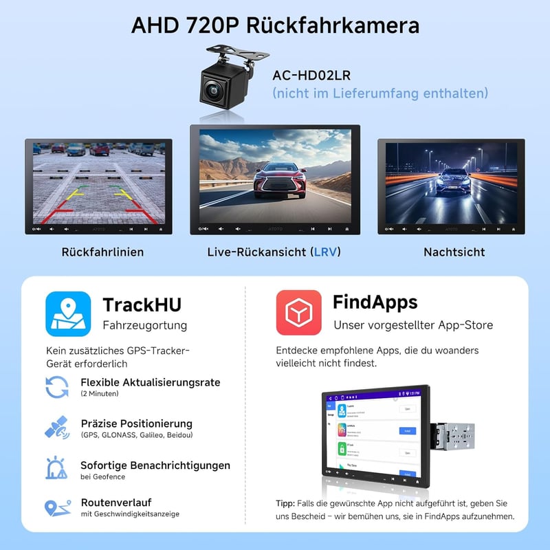 ATOTOZONE A5L 10" Android Autórádió CarPlay, 2DIN/1DIN, Vezeték Nélküli, WiFi, Bluetooth