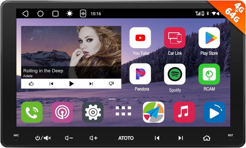 ATOTOZONE A6 9" Android Autórádió 8 magos 4G+64GB CarPlay GPS Bluetooth