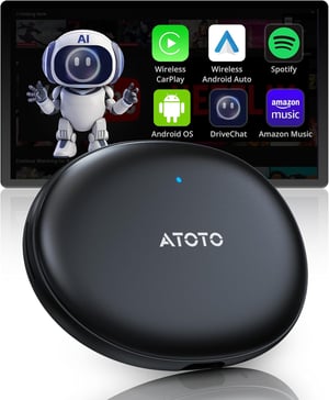 ATOTOZONE AD5 bežični CarPlay & Android Auto AI Box - sivo-crni