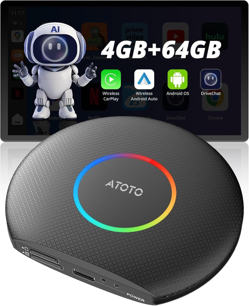 ATOTOZONE CB6 CarPlay AI Box Vezeték nélküli Android autós multimédia 4G LTE 5G WiFi GPS