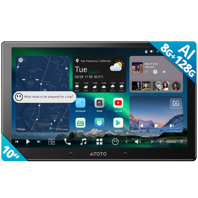 Autorádio ATOTOZONE X10DG211E 10" DAB+ Android, 8+128GB, 4G LTE, bezdrôtový CarPlay
