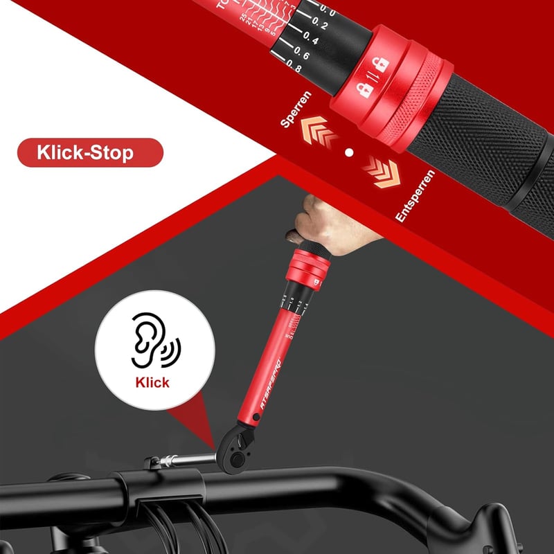 ATsafepro Nyomatékkulcs Kerékpár 3-25 Nm 1/4 Hüvelykes Bicikli Motorkerékpár Karbantartás 72 Fogas Kétirányú Beállítás