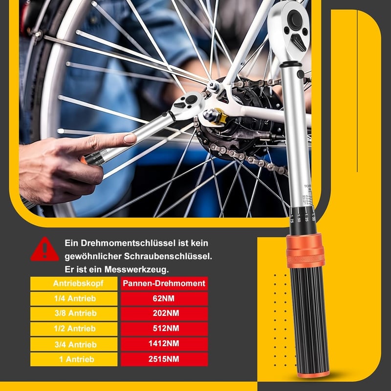 ATsafepro Nyomatékkulcs Készlet 15 Részes 1/4 Hüvelyk 5-25 Nm Kerékpár Motorkerékpár Karbantartás Krómozott Acél 72 Fogas
