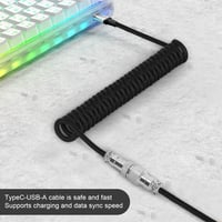 ATTACK SHARK C01 PRO Spirál USB-C Billentyűzet Kábel, Fonott Rugós Vezeték Fém Aviátor Csatlakozóval, Mechanikus Gamer Billentyűzetekhez, 16 3