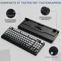 Tastatură mecanică ATTACK SHARK K86 2.4G BT5.0 USB-C, 75% TKL 87 taste, ecran TFT 1.2, RGB, hot-swap TTC, QWERTY, negru 8