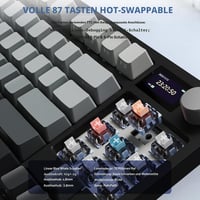 Tastatură mecanică ATTACK SHARK K86 2.4G BT5.0 USB-C, 75% TKL 87 taste, ecran TFT 1.2, RGB, hot-swap TTC, QWERTY, negru 6