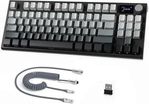 Tastatură mecanică ATTACK SHARK K86 2.4G BT5.0 USB-C, 75% TKL 87 taste, ecran TFT 1.2, RGB, hot-swap TTC, QWERTY, negru