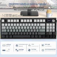 Tastatură mecanică ATTACK SHARK K86 2.4G BT5.0 USB-C, 75% TKL 87 taste, ecran TFT 1.2, RGB, hot-swap TTC, QWERTY, negru 2