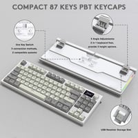 Tastatură mecanică ATTACK SHARK K86 2.4G BT5.0 USB C RGB 75% TKL 87 taste, afișaj TFT 1.2, hot swap TTC, gri 7
