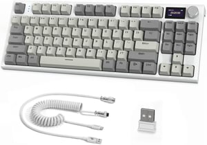 Tastatură mecanică ATTACK SHARK K86 2.4G BT5.0 USB C RGB 75% TKL 87 taste, afișaj TFT 1.2, hot swap TTC, gri