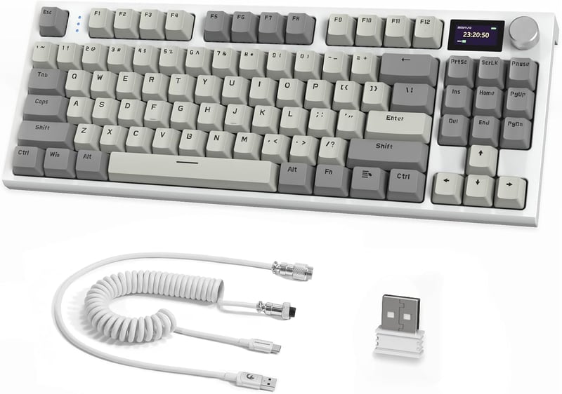 Tastatură mecanică ATTACK SHARK K86 2.4G BT5.0 USB C RGB 75% TKL 87 taste, afișaj TFT 1.2, hot swap TTC, gri
