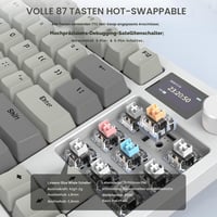 Tastatură mecanică ATTACK SHARK K86 2.4G BT5.0 USB C RGB 75% TKL 87 taste, afișaj TFT 1.2, hot swap TTC, gri 5
