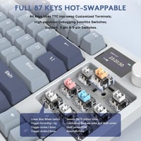 ATTACK SHARK K86 RGB 75% vezeték nélküli mechanikus billentyuzet gasket, 82 gomb, Hot Swap, BT5.0 2.4G USB-C, 4000 mAh, lineáris lila kapcso 5