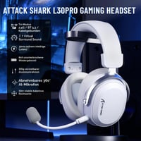 Bezdrôtový herný headset Attack Shark L30PRO, biely – 7.1 Surround, 50 mm bio menič, 2.4G/BT 5.3/káblové pripojenie, mikrofón s potlačením hluku, 84h výdrž batérie, PC/PS/Switch 2