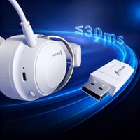 Bezdrôtový herný headset Attack Shark L30PRO, biely – 7.1 Surround, 50 mm bio menič, 2.4G/BT 5.3/káblové pripojenie, mikrofón s potlačením hluku, 84h výdrž batérie, PC/PS/Switch 9