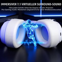 Bezdrôtový herný headset Attack Shark L30PRO, biely – 7.1 Surround, 50 mm bio menič, 2.4G/BT 5.3/káblové pripojenie, mikrofón s potlačením hluku, 84h výdrž batérie, PC/PS/Switch 5