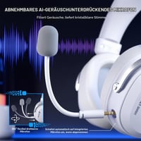 Bezdrôtový herný headset Attack Shark L30PRO, biely – 7.1 Surround, 50 mm bio menič, 2.4G/BT 5.3/káblové pripojenie, mikrofón s potlačením hluku, 84h výdrž batérie, PC/PS/Switch 7