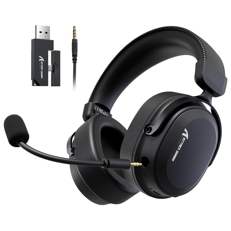 Bezdrôtové herné slúchadlá Attack Shark L30PRO – 7.1 Surround, 50mm bio-menič, 2.4G/BT 5.3/káblové pripojenie, odnímateľný mikrofón, 84h výdrž batérie, PC/PS/Switch, čierne