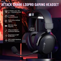 Bezdrôtové herné slúchadlá Attack Shark L30PRO – 7.1 Surround, 50mm bio-menič, 2.4G/BT 5.3/káblové pripojenie, odnímateľný mikrofón, 84h výdrž batérie, PC/PS/Switch, čierne 2