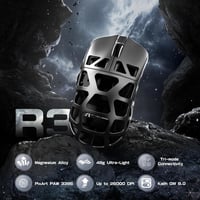 ATTACK SHARK R3PRO 46g Szuperkönyű Magnézium Gamer Egér, 8000Hz Vezeték Nélküli, 26000 DPI, PAW3395 Szenzor, 3 Csatlakozási Mód, Spirálkábel 2