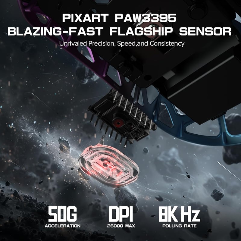 ATTACK SHARK R3PRO 46g Ultrakönnyű Gaming Egér 8000Hz Vezeték Nélküli, 26000 DPI