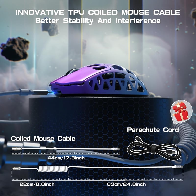 ATTACK SHARK R3PRO 46g Ultrakönnyű Gaming Egér 8000Hz Vezeték Nélküli, 26000 DPI