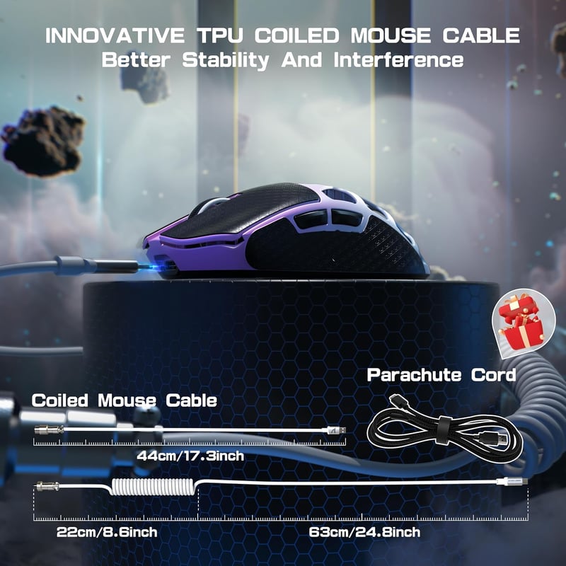 ATTACK SHARK R3PRO 46g Ultrakönnyű Gaming Egér 8000Hz Vezeték Nélküli, 26000 DPI