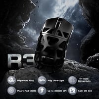 ATTACK SHARK R3PRO Ultrakönnyű Gamer Egér, 46g Magnézium Ház, 8000Hz Vezeték Nélküli, 26000 DPI, PAW3395 Szenzor, 3 Csatlakozási Mód, Spirál 2