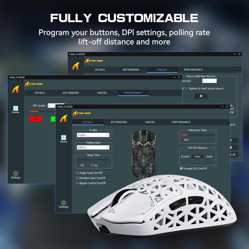 ATTACK SHARK R5 Ultra Szénszálas Vezeték Nélküli Gamer Egér, 39g Ultrakönnyű, 8000Hz Mintavétel, 42000DPI, Hármas Csatlakozás, Win/Mac - Feh