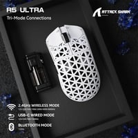 ATTACK SHARK R5 Ultra Szénszálas Vezeték Nélküli Gamer Egér, 39g Ultrakönnyű, 8000Hz Mintavétel, 42000DPI, Hármas Csatlakozás, Win/Mac - Feh 3