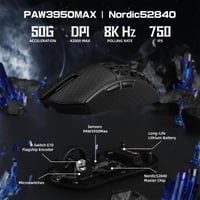 Herná myš ATTACK SHARK R5 Ultra, uhlíkové vlákna, ultraľahká 39 g, PAW3950MAX, 8 kHz, 42000 DPI, 2.4G/BT/USB-C, čierna 4