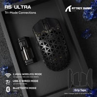 Herná myš ATTACK SHARK R5 Ultra, uhlíkové vlákna, ultraľahká 39 g, PAW3950MAX, 8 kHz, 42000 DPI, 2.4G/BT/USB-C, čierna 3