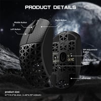 Herná myš ATTACK SHARK R5 Ultra, uhlíkové vlákna, ultraľahká 39 g, PAW3950MAX, 8 kHz, 42000 DPI, 2.4G/BT/USB-C, čierna 9