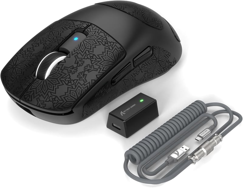ATTACK SHARK R6 LIGHTSPEED Vezeték Nélküli Gamer Egér, 39G Ultrakönnyű, 8K Hz HyperSpeed, PAW3950 Szenzor, 42K DPI, E-Sport Játékokhoz, Prog