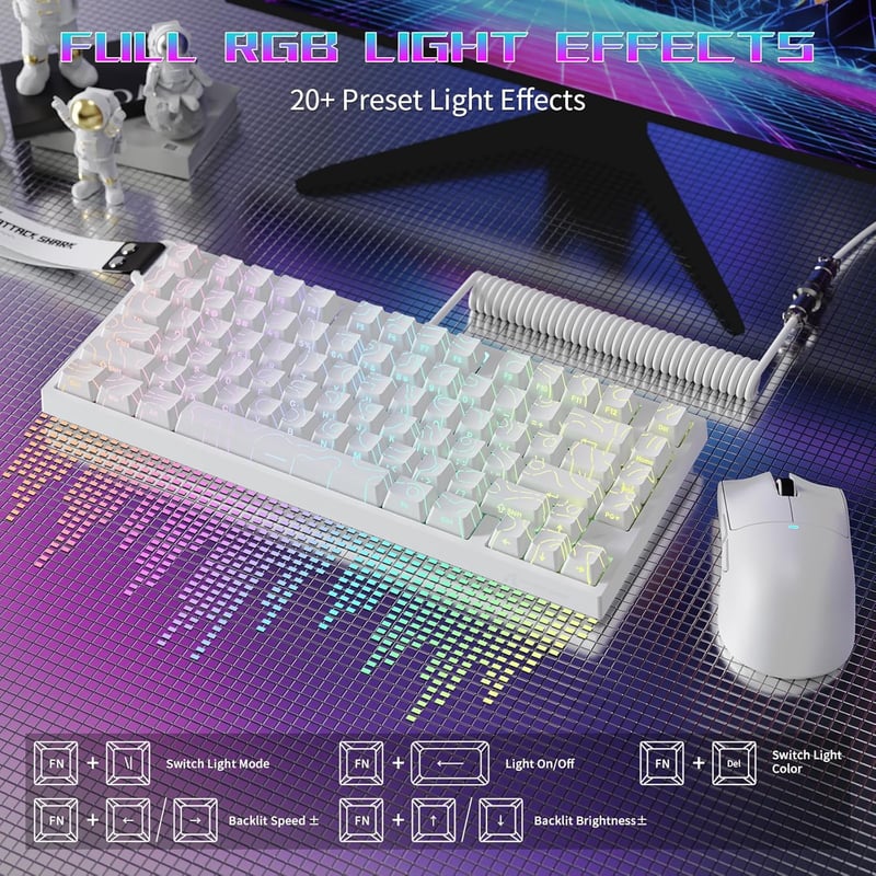 ATTACK SHARK R82 Vezetékes 75% Gaming Billentyűzet Mágneses Kapcsolóval, 8K Hz, RGB Háttérvilágítás