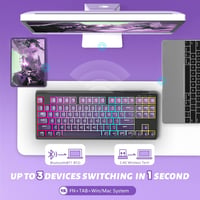ATTACK SHARK X FREEWOLF M87 80% Wireless Gamer Billentyűzet RGB, TKL Mechanikus Érzet, 4000mAh Akkumulátor, Szilent, Szőlő Lila - Grape Purple 3