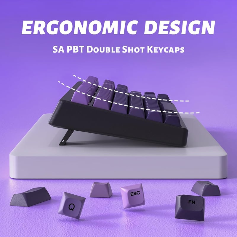 ATTACK SHARK X FREEWOLF M87 80% Wireless Gamer Billentyűzet RGB, TKL Mechanikus Érzet, 4000mAh Akkumulátor, Szilent, Szőlő Lila - Grape Purple