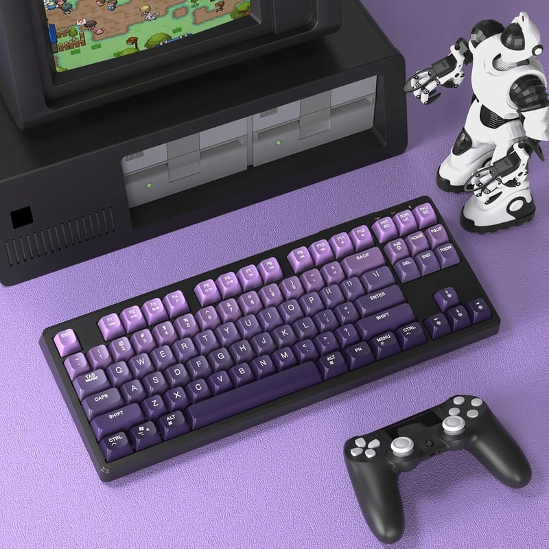 ATTACK SHARK X FREEWOLF M87 80% Wireless Gamer Billentyűzet RGB, TKL Mechanikus Érzet, 4000mAh Akkumulátor, Szilent, Szőlő Lila - Grape Purple