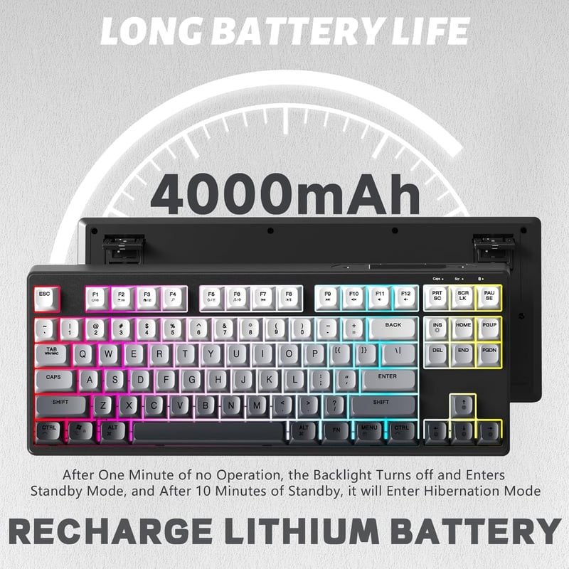 ATTACK SHARK X FREEWOLF M87 Wireless Gaming Billentyűzet 80% TKL RGB Mechanikus Érzet SA PBT Fekete