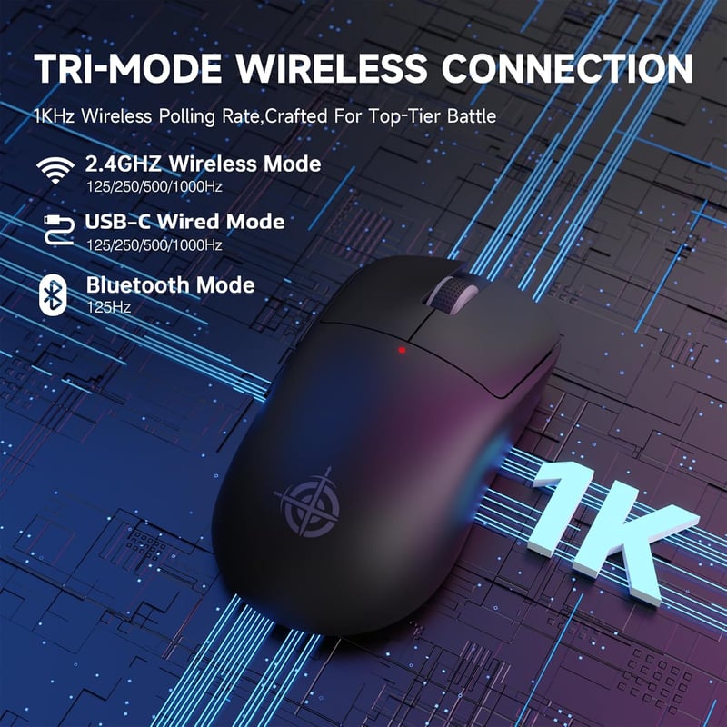 ATTACK SHARK X Magic-Refiner G6 Wireless Gaming Egér 72g Könnyű 24000 DPI RGB LED PC/Mac - black