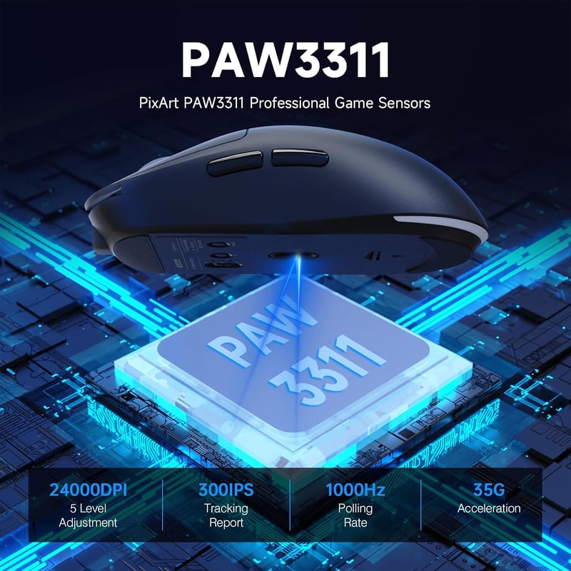 ATTACK SHARK X Magic-Refiner G6 Wireless Gaming Egér 72g Könnyű 24000 DPI RGB LED PC/Mac - black