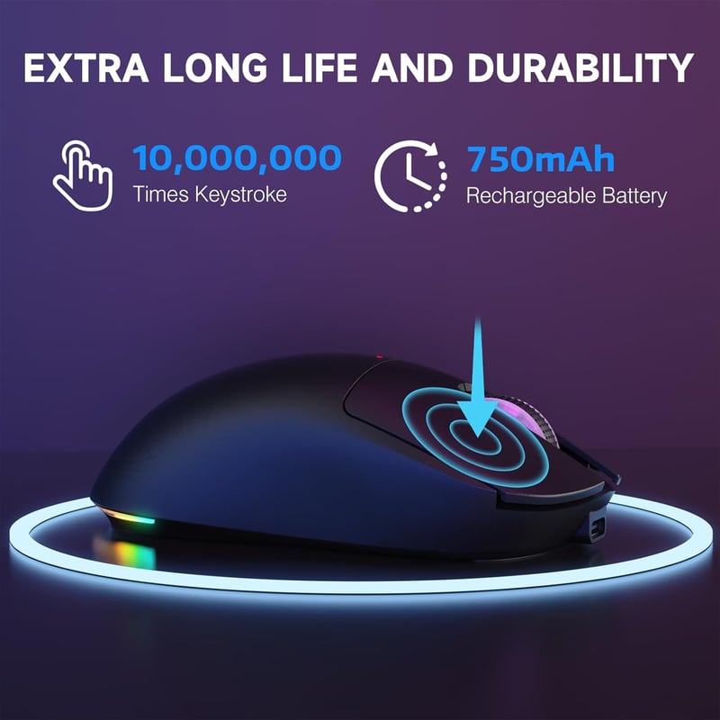 ATTACK SHARK X Magic-Refiner G6 Wireless Gaming Egér 72g Könnyű 24000 DPI RGB LED PC/Mac - black