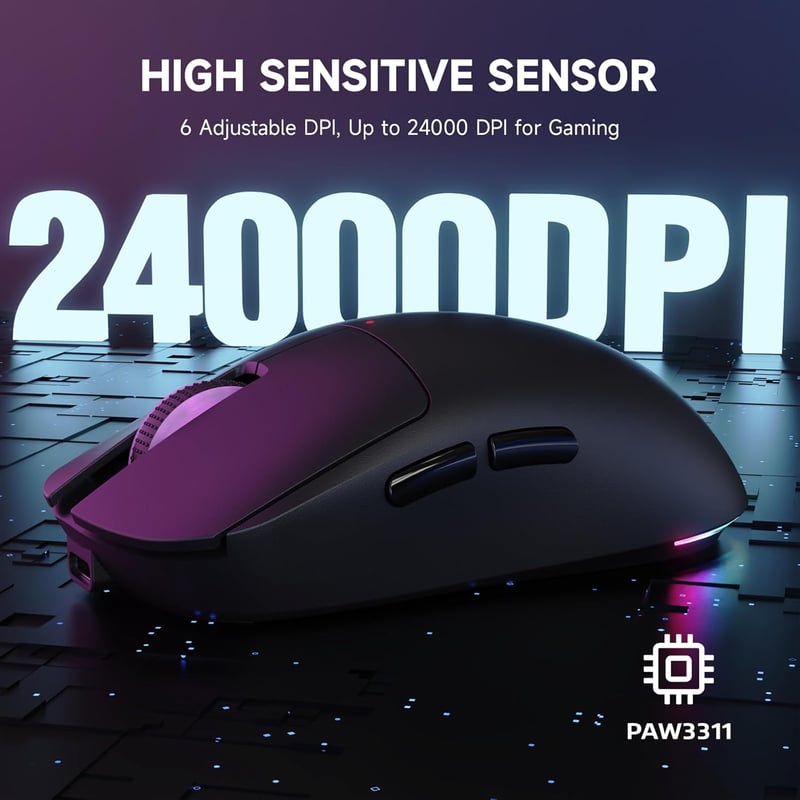 ATTACK SHARK X Magic-Refiner G6 Wireless Gaming Egér 72g Könnyű 24000 DPI RGB LED PC/Mac - black