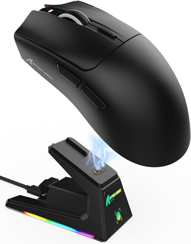 ATTACK SHARK X1 Gaming Egér Mágneses Töltővel, 40000 DPI, Vezeték Nélküli PC/PS/Mac - black