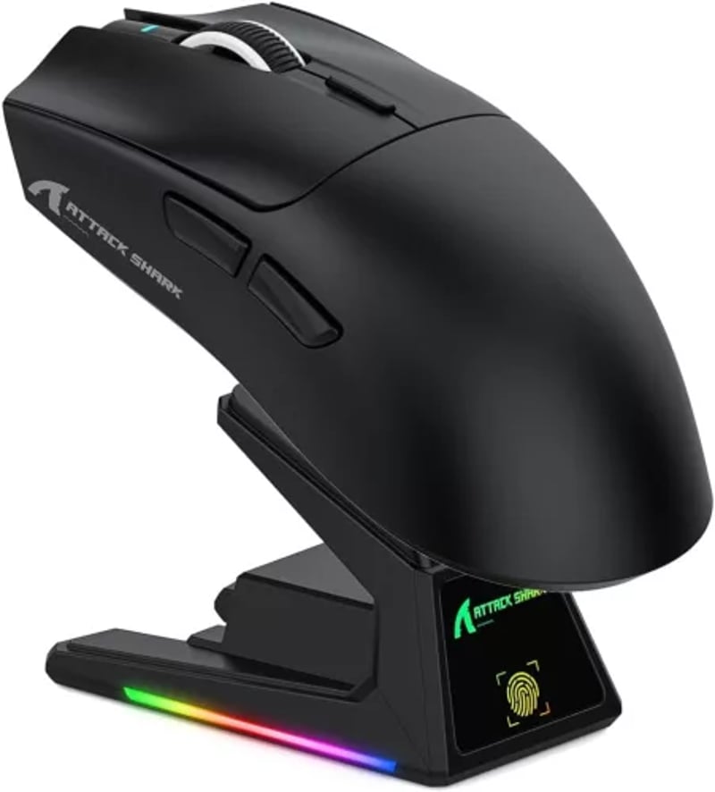 Herná myš ATTACK SHARK X1 s RGB dokovacou stanicou, 40 000 DPI, bezdrôtová
