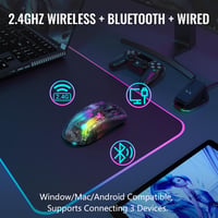 ATTACK SHARK X2 Pro Vezeték Nélküli Gamer Egér Töltőállomással - Halk, 3 Módú (BT5.0/2.4G/Type-C), 4000 DPI RGB, Átlátszó Ház, PC/MAC - 2-black 4