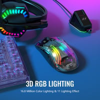 ATTACK SHARK X2 Pro Vezeték Nélküli Gamer Egér Töltőállomással - Halk, 3 Módú (BT5.0/2.4G/Type-C), 4000 DPI RGB, Átlátszó Ház, PC/MAC - 2-black 5